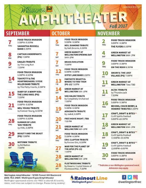 Wellington Amphitheater Calendar Of Events - Kore Garnette