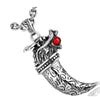 Gothic Dragon Head Biting Red Stone 925 Sterling Silver Vintage Steamp – Innovato Design