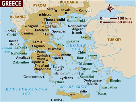 Map of Greece - a Basic Map of Greece and the Greek Isles