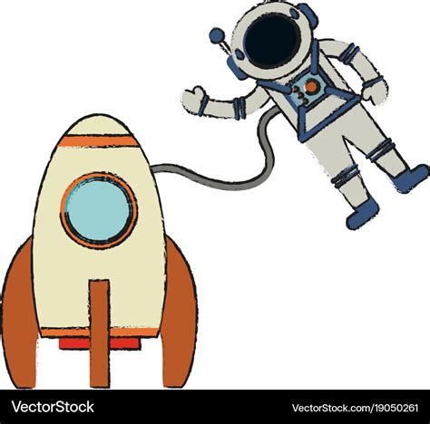 Spaceship with astronaut cartoon Royalty Free Vector Image