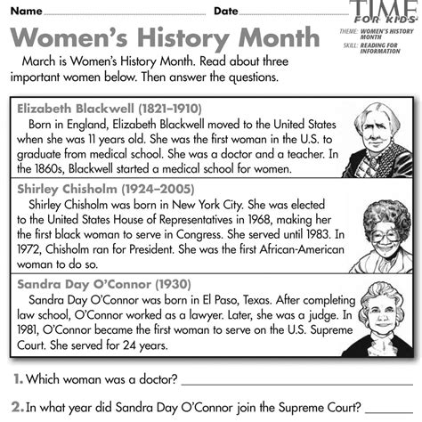 Womens History Month Worksheet - ideas 2022