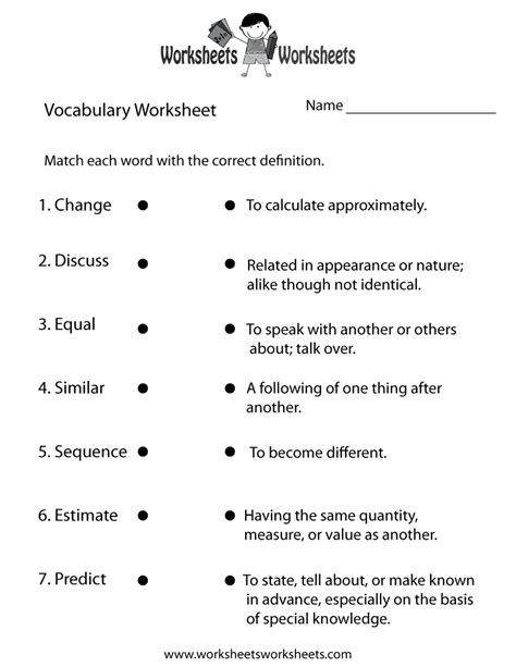 Vocabulary Building Worksheet | Vocabulary worksheets, Vocabulary word ...