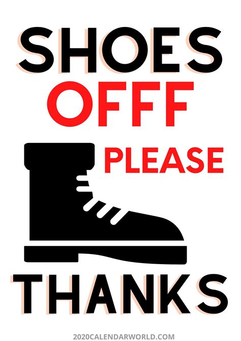 Printable Take Off Shoes Sign Funny