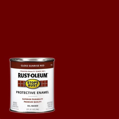 Rust-Oleum Stops Rust 1 qt. Gloss Sunrise Red Protective Enamel Paint ...