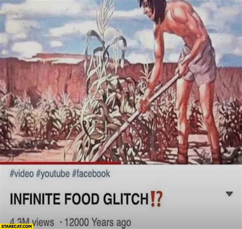 Farming infinite food glitch youtube video primitive man | StareCat.com