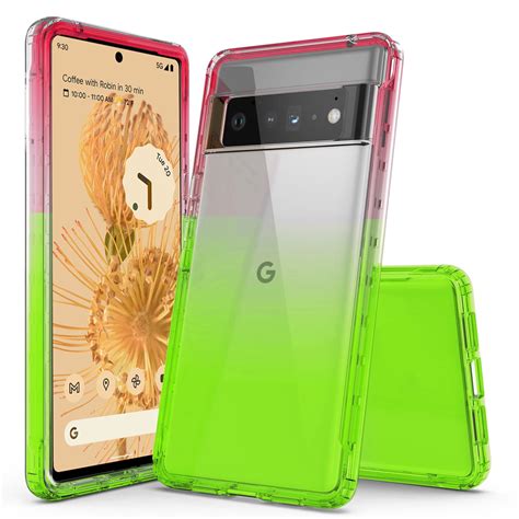 Google Pixel 6 Pro Case, Rosebono Hybrid Gradient Transparent Soft TPU ...