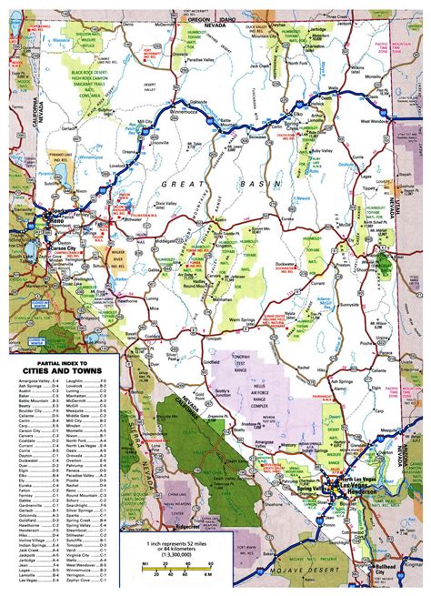 Large detailed roads and highways map of Nevada state with all cities and national parks ...