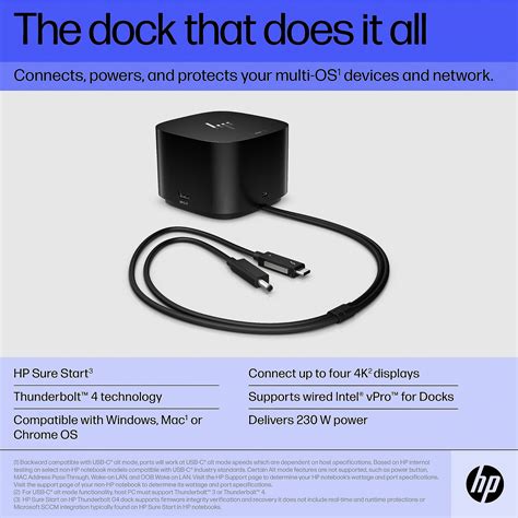 Hewlett Packard HP Thunderbolt 280W G4 Dock with Combo Cable for ...