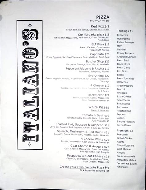 Italiano's Menu, Menu for Italiano's, Venice, Venice - Urbanspoon/Zomato