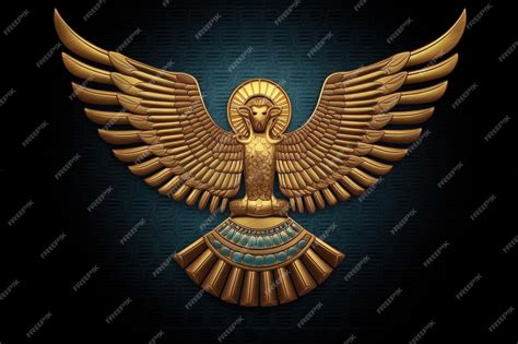 Premium AI Image | Ancient golden wings symbol isolated on dark background Illustration of an ...