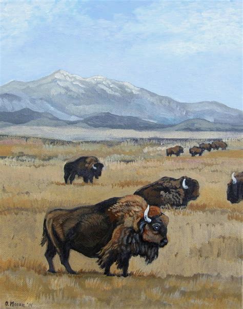 Buffalo Herd Original Acrylic Painting on an 8 x | Etsy