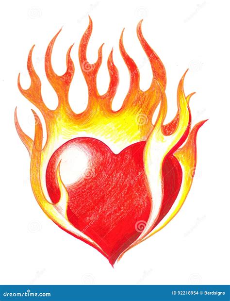 Burning heart stock illustration. Illustration of fire - 92218954