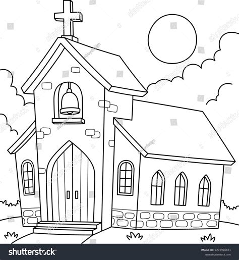 Christian Church Coloring Page Kids Stock Vector (Royalty Free) 2272926871 | Shutterstock