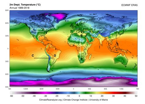 Solved Use the map of global 2m dew point temperature to | Chegg.com | Chegg.com