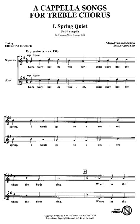 A Cappella Songs for Treble Chorus (SA Book& | J.W. Pepper Sheet Music