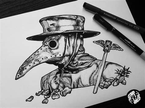 A4/A5 BLACK DEATH Art Print Plague Doctor Mask