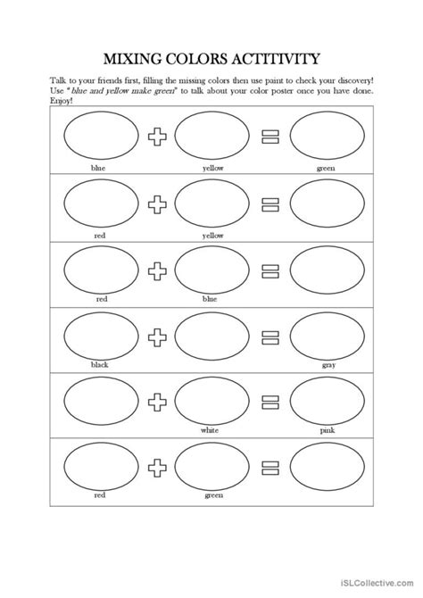 Mixing color activity : English ESL worksheets pdf & doc