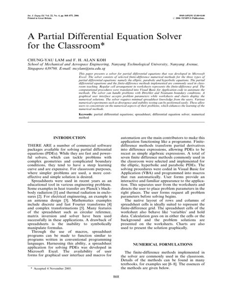 A Partial Differential Equation Solver for the Classroom*