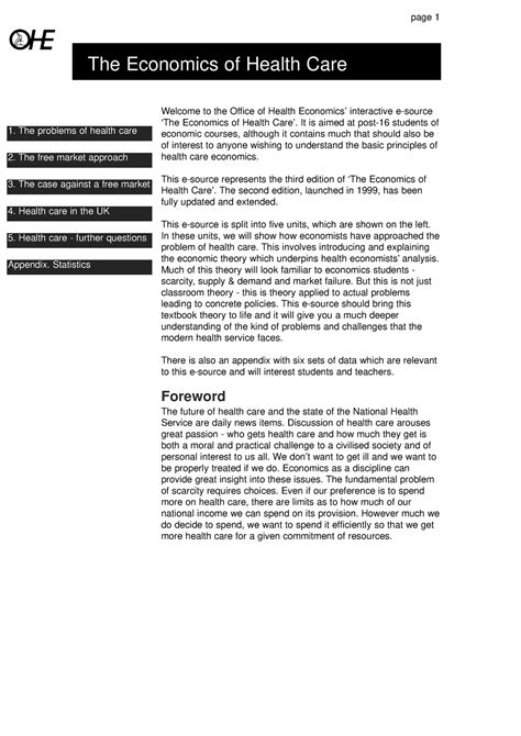 Economics of Health Care - Office of Health Care Ec - page 1 The ...