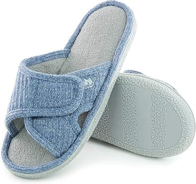 Amazon.com | Women's Terry Adjustable Open-Toe House Slipper Cozy 80-D High-Density Memory Foam ...