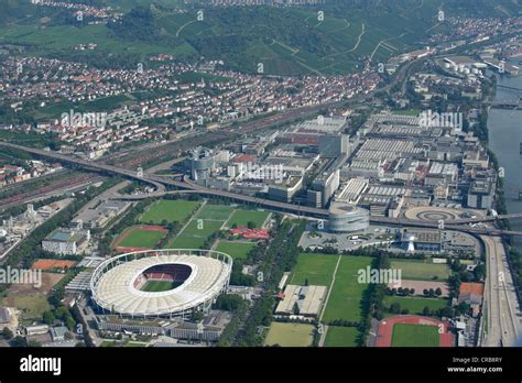 Aerial view, Neckarpark, VfB Stuttgart football stadium, Mercedes-Benz ...