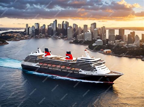 Premium AI Image | Queen Victoria Cruise Ship Sydney Harbor Ai generation