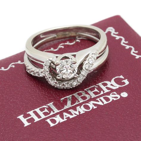 18K White Gold Diamond Helzberg Engagement Ring with 14K Diamond Band ...