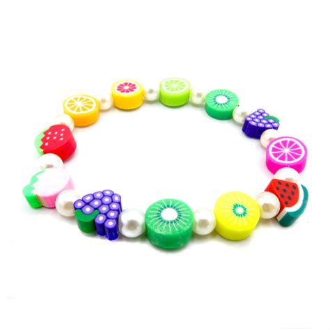 Tooty Fruity Polymer Clay Bead & Faux Pearl Bracelet | Brooklyn Charm