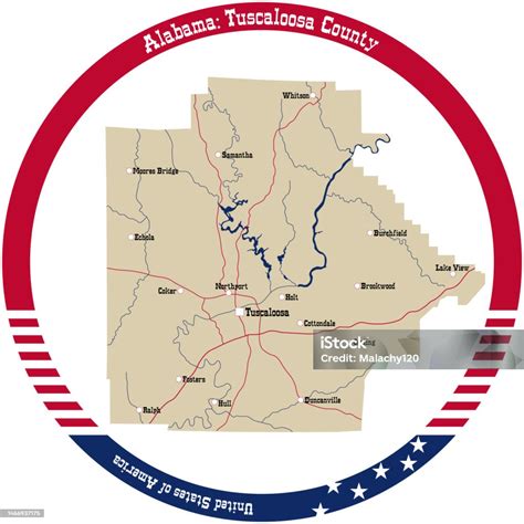 Map Of Tuscaloosa County In Alabama Usa Stock Illustration - Download Image Now - Tuscaloosa ...