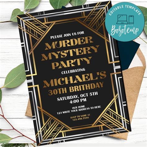 Murder mystery Dinner Party Invitation Customizable Template ...