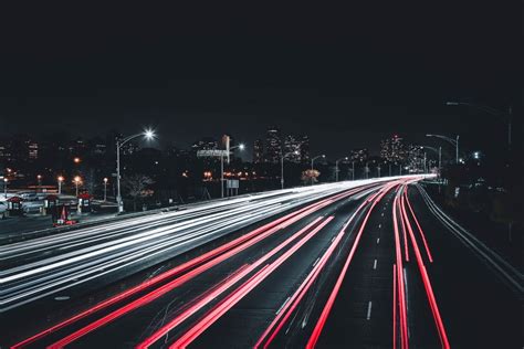 Images Gratuites : lumière, route, nuit, Autoroute, Paysage urbain, soir, obscurité, voie ...