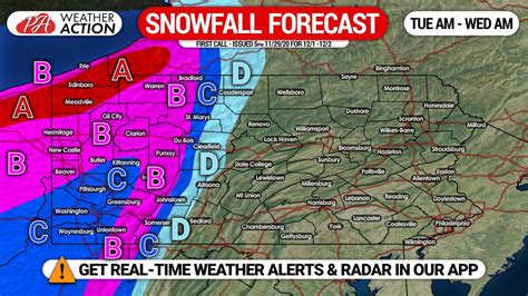 First Call Snowfall Forecast for Tuesday's Wrap-Around Snow in Pennsylvania