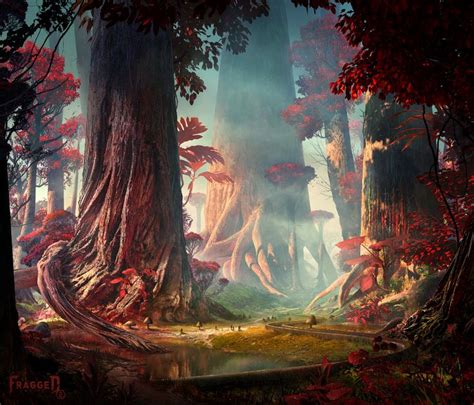 ArtStation - Red Forest | Fantasy landscape, Fantasy background, Fantasy art landscapes