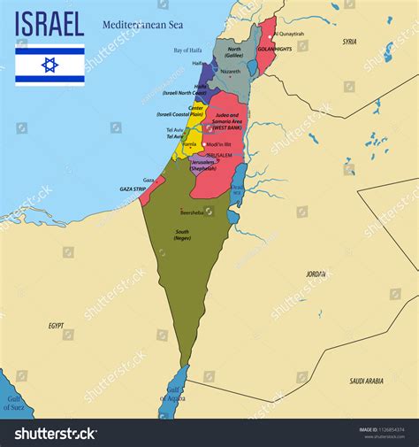 Colorful Israel Political Map With Clearly Labeled,, 44% OFF