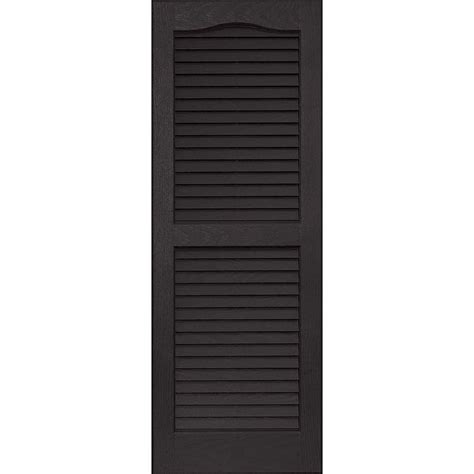 Shop Vantage 2-Pack Black Louvered Vinyl Exterior Shutters (Common: 14 ...