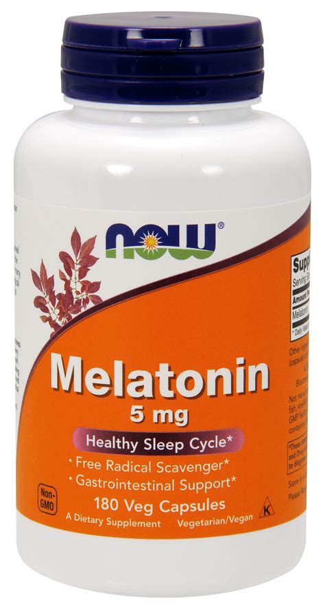 NOW Supplements, Melatonin 5 mg, 180 Veg Capsules - Walmart.com