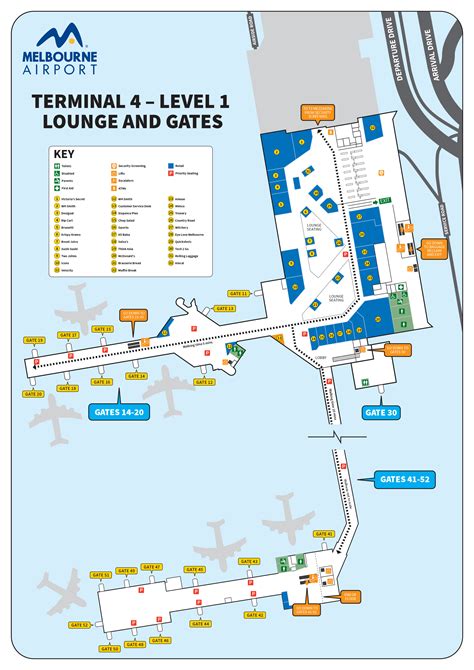 Melbourne Airport Map (MEL) - Printable Terminal Maps, Shops, Food, Restaurants Maps | Tripindicator