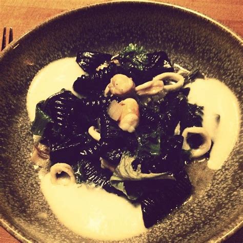 The BEST squid ink conchiglie seafood pasta dish EVER. Yes, I just said that. @stonesthrow ...