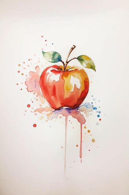 Premium AI Image | a painting of an apple with a colorful background.