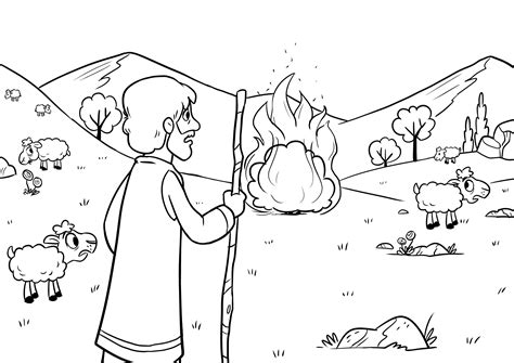 Moses And The Burning Bush Coloring Page at GetDrawings | Free download