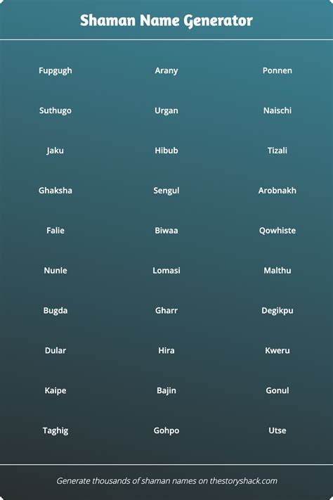 Shaman Name Generator | 1000s of random shaman names