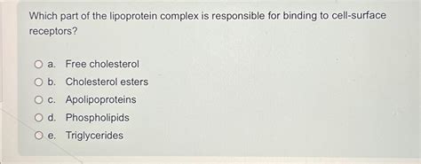 Solved Which part of the lipoprotein complex is responsible | Chegg.com