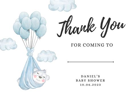 Free Printable Baby Shower Thank You Card Templates Canva, 59% OFF