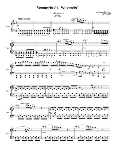 Beethoven Sonate No 21 Waldstein Sheet music for Piano (Solo) | Musescore.com