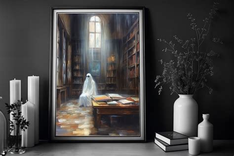 Ghost in the Library, Reading Lover Gift, Vintage Poster, Art Poster Print, Dark Academia ...