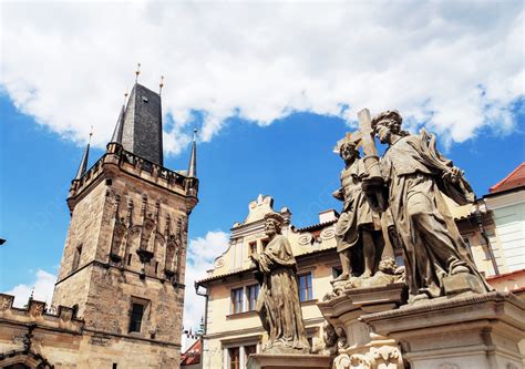 Czech Gothic Architecture Church European Tourism Blue Sky And White Clouds Photography ...