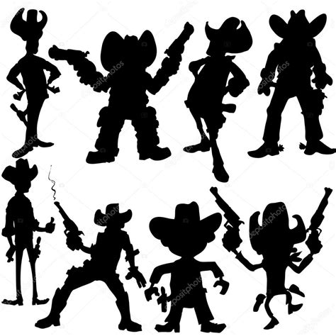 Set of cowboy silhouettes — Stock Vector © antonbrand #7883248