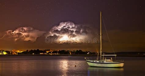 Lightning storm at night stock image. Image of coast - 24046973