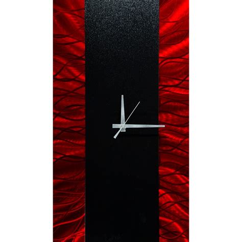 Red & Black Metal Wall Clock Abstract Functional Art - Etsy