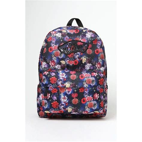 Vans Realm Black Floral School Backpack ($35) liked on Polyvore featuring bags, backpacks ...